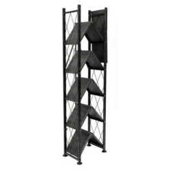 Origami 6 Tier Classic Stamped Steel Bookcase Organizer Storage Rack, Black -Bookshelves Sales Shop unnamed file 389