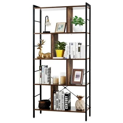 Costway 4-Tier Bookcase Industrial Bookshelf Floor Standing Storage Rack 3 Costway 4-Tier Bookcase Industrial Bookshelf Floor Standing Storage Rack