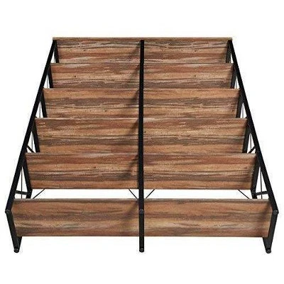 80.7" Bristol 6 Shelf Industrial Vintage Metal and Wood Bookcases Vintage Brown - Kinwell 4 80.7" Bristol 6 Shelf Industrial Vintage Metal and Wood Bookcases Vintage Brown - Kinwell - Image 2
