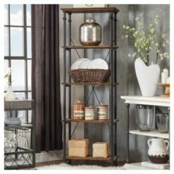 Ronay Rustic Industrial Etagere Bookshelf - Inspire Q Oak -Bookshelves Sales Shop unnamed file 3953