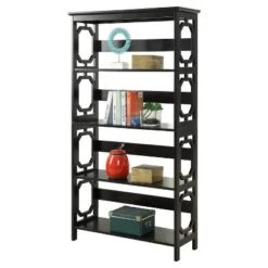 Breighton Home Omega 5 Tier Bookcase 59.75" - Convenience Concepts® Black
