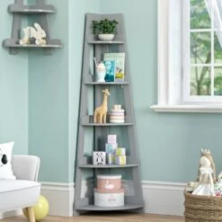Kids' 5 Tier Corner Ladder Shelf - RiverRidge Home Gray -Bookshelves Sales Shop unnamed file 4023