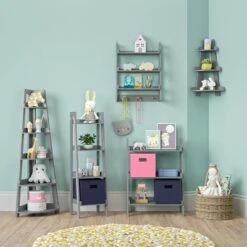 Kids' 5 Tier Corner Ladder Shelf - RiverRidge Home Gray -Bookshelves Sales Shop unnamed file 4025