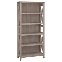 5 Shelf Key West Bookcase - Bush Furniture Pure White Oak -Bookshelves Sales Shop unnamed file 4038