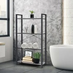 Costway 4-Tier Bookshelf Industrial Bookcase Diaplay Shelf Storage Rack Rustic BrownBlack -Bookshelves Sales Shop unnamed file 404