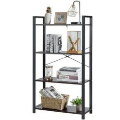 Costway 4-Tier Bookshelf Industrial Bookcase Diaplay Shelf Storage Rack Rustic BrownBlack -Bookshelves Sales Shop unnamed file 406