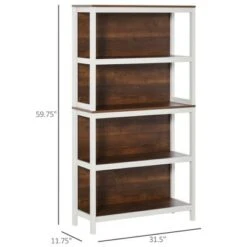 HOMCOM 4 Tier Bookshelf Utility Storage Shelf Organizer with Back Support -Bookshelves Sales Shop unnamed file 4085