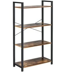 Costway 4-Tier Bookshelf Industrial Bookcase Diaplay Shelf Storage Rack Rustic BrownBlack -Bookshelves Sales Shop unnamed file 409