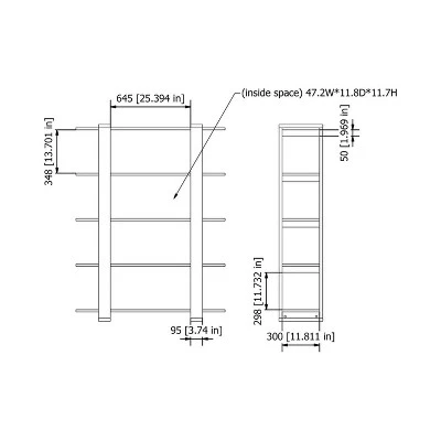 62.4" Talia 5 Shelf Bookcase Walnut/White - miBasics 5 62.4" Talia 5 Shelf Bookcase Walnut/White - miBasics - Image 3