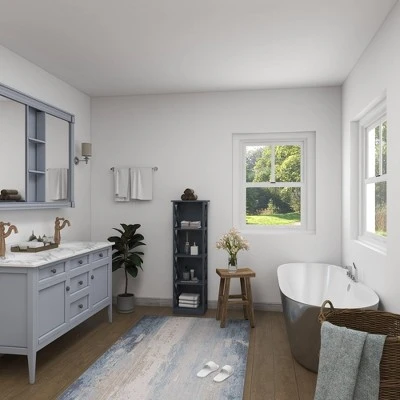 Contemporary 4 Tier Wooden Shelf - Olivia & May Gray 13 Contemporary 4 Tier Wooden Shelf - Olivia & May Gray - Image 11