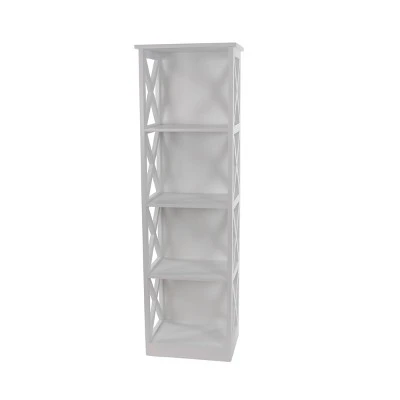 Contemporary 4 Tier Wooden Shelf - Olivia & May Gray 18 Contemporary 4 Tier Wooden Shelf - Olivia & May Gray - Image 16