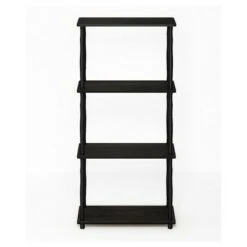 Furinno Turn-N-Tube 4 Tier Multipurpose Open Wood Display Shelf and Bookcase for Living Room, Dining Room, Bedroom, and Office Spaces, Espresso Black