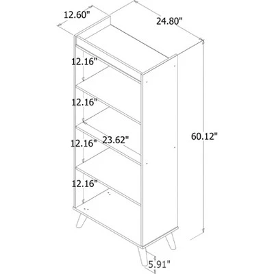 Hampton 4 Shelf Bookcase - Manhattan Comfort Black 4 Hampton 4 Shelf Bookcase - Manhattan Comfort Black - Image 2