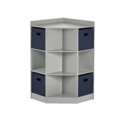 5pc Kids' Corner Cabinet Set with 4 Bins Set - RiverRidge Home Gray/turquoise/aqua -Bookshelves Sales Shop unnamed file 4204