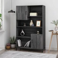 64.5" Frankford Contemporary Cube Unit Bookcase Dark Gray - Christopher Knight Home