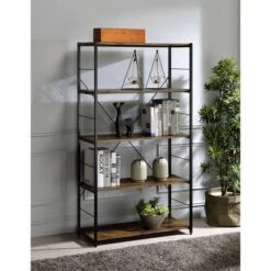57" Tesadea Bookcase - Acme Furniture Rustic Oak/black
