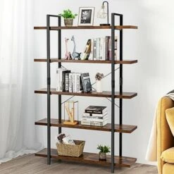 Costway 5-Tier Bookshelf Industrial Bookcase Open Storage Shelf Display Rack -Bookshelves Sales Shop unnamed file 427