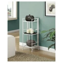 32.75" 3 Tier Folding Metal Shelf White - Breighton Home -Bookshelves Sales Shop unnamed file 4279
