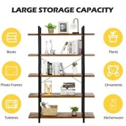 Costway 5-Tier Bookshelf Industrial Bookcase Open Storage Shelf Display Rack -Bookshelves Sales Shop unnamed file 428