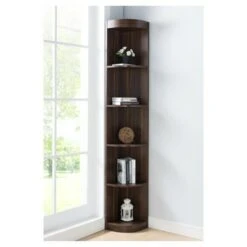 77" Pella Contemporary Corner Display Shelf Dark Walnut - HOMES: Inside + Out