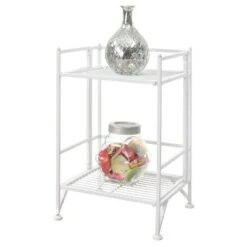 20.25" 2 Tier Folding Metal Shelf White - Breighton Home