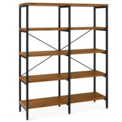 Best Choice Products 55in Storage Bookshelf for Living Room, Walkway w/ Industrial, Elevated Design -Bookshelves Sales Shop unnamed file 4335