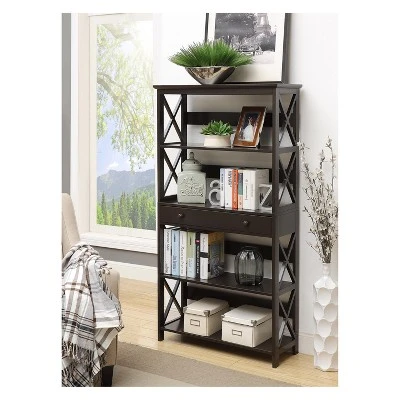 59.75" Oxford 5 Tier Bookcase with Drawer Black - Breighton Home 5 59.75" Oxford 5 Tier Bookcase with Drawer Black - Breighton Home - Image 3