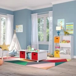 RiverRidge Home Kids' 3 Cubby with 2 Veggie Bin Floor Cabinet White - RiverRidge -Bookshelves Sales Shop unnamed file 437