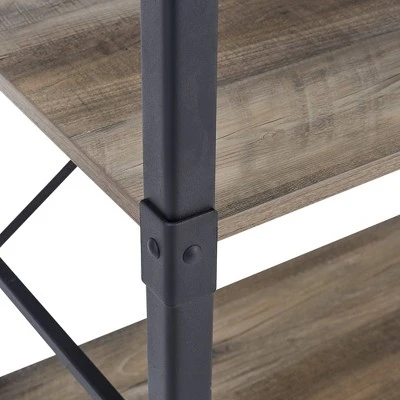 64" Benny Angle Iron 4 Tiered Mixed Material Bookshelf - Saracina Home Rustic Oak 6 64" Benny Angle Iron 4 Tiered Mixed Material Bookshelf - Saracina Home Rustic Oak - Image 4