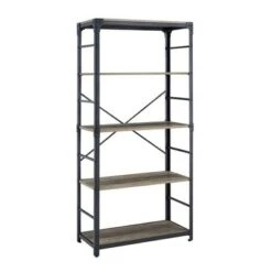 64" Benny Angle Iron 4 Tiered Mixed Material Bookshelf - Saracina Home Rustic Oak 16 64" Benny Angle Iron 4 Tiered Mixed Material Bookshelf - Saracina Home Rustic Oak -Bookshelves Sales Shop unnamed file 4380