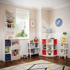 RiverRidge Home Kids' 3 Cubby with 2 Veggie Bin Floor Cabinet White - RiverRidge -Bookshelves Sales Shop unnamed file 439