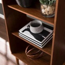 44.5" Belhope Mid-Century Modern Bookcase - Aiden Lane Brown