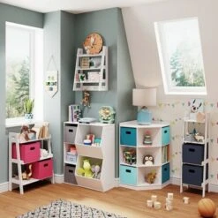 RiverRidge Home Kids' 3 Cubby with 2 Veggie Bin Floor Cabinet White - RiverRidge -Bookshelves Sales Shop unnamed file 440