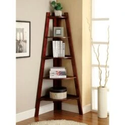 63.25" Lynch 5 Shelf Corner Bookcase - HOMES: Inside + Out White