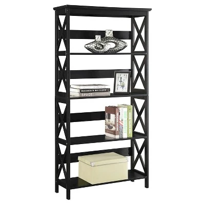 60" Oxford 5 Tier Bookcase Black - Breighton Home 3 60" Oxford 5 Tier Bookcase Black - Breighton Home