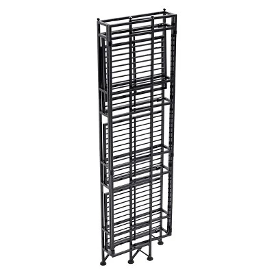 45" 4 Tier Folding Metal Shelf Black - Breighton Home 3 45" 4 Tier Folding Metal Shelf Black - Breighton Home