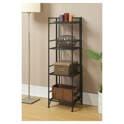 45" 4 Tier Folding Metal Shelf Black - Breighton Home 5 45" 4 Tier Folding Metal Shelf Black - Breighton Home - Image 3