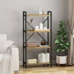 Greenwood Industrial Iron Four Shelf Bookcase - Christopher Knight Home Gray/pewter Finish