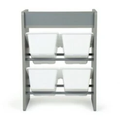 Kids' End Table Nightstand with 4 Storage Bins - Humble Crew Natural/white -Bookshelves Sales Shop unnamed file 45