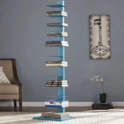Meiyi Furniture SEI Furniture HZ9491 65 Inch Freestanding Adjustable 12 Tier Modern Metal Spine Tower Book Media Shelf Decor Organizer Storage Case, Blue 5 Meiyi Furniture SEI Furniture HZ9491 65 Inch Freestanding Adjustable 12 Tier Modern Metal Spine Tower Book Media Shelf Decor Organizer Storage Case, Blue -Bookshelves Sales Shop unnamed file 4511