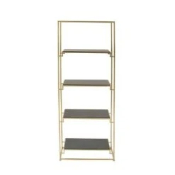 63" Metal and Glass 4 Tiered Book Shelf Gold - Olivia & May 10 63" Metal and Glass 4 Tiered Book Shelf Gold - Olivia & May -Bookshelves Sales Shop unnamed file 4516
