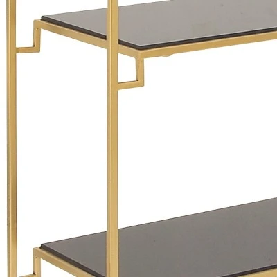 63" Metal and Glass 4 Tiered Book Shelf Gold - Olivia & May 7 63" Metal and Glass 4 Tiered Book Shelf Gold - Olivia & May - Image 5