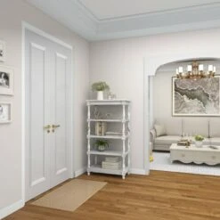 55" Metal and Wood 5 Tiered Wall Shelf White - Olivia & May -Bookshelves Sales Shop unnamed file 4540