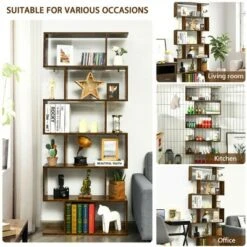 Costway 1/2 PCS 6 Tier S-Shaped Bookshelf Storage Display Bookcase Z-Shelf Coffee 18 Costway 1/2 PCS 6 Tier S-Shaped Bookshelf Storage Display Bookcase Z-Shelf Coffee -Bookshelves Sales Shop unnamed file 455