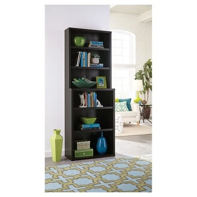 82" 6 Shelf Hutch Bookcase Black/Walnut - ClosetMaid 3 82" 6 Shelf Hutch Bookcase Black/Walnut - ClosetMaid