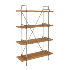 67" Metal and Wood 4 Tier Shelf Dark Brown - Olivia & May -Bookshelves Sales Shop unnamed file 4568