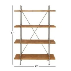 67" Metal and Wood 4 Tier Shelf Dark Brown - Olivia & May -Bookshelves Sales Shop unnamed file 4570