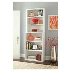 82.3" 6 Shelf Hutch Bookshelf White - ClosetMaid