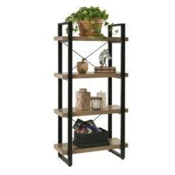 55" Bourbon Foundry 4 Tier Bookshelf Wood and Black Steel Oak - OneSpace 13 55" Bourbon Foundry 4 Tier Bookshelf Wood and Black Steel Oak - OneSpace -Bookshelves Sales Shop unnamed file 4576