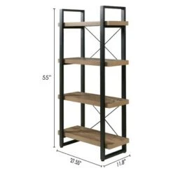 55" Bourbon Foundry 4 Tier Bookshelf Wood and Black Steel Oak - OneSpace 16 55" Bourbon Foundry 4 Tier Bookshelf Wood and Black Steel Oak - OneSpace -Bookshelves Sales Shop unnamed file 4579